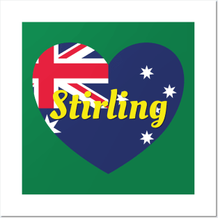 Stirling WA Australia Australian Flag Heart Posters and Art